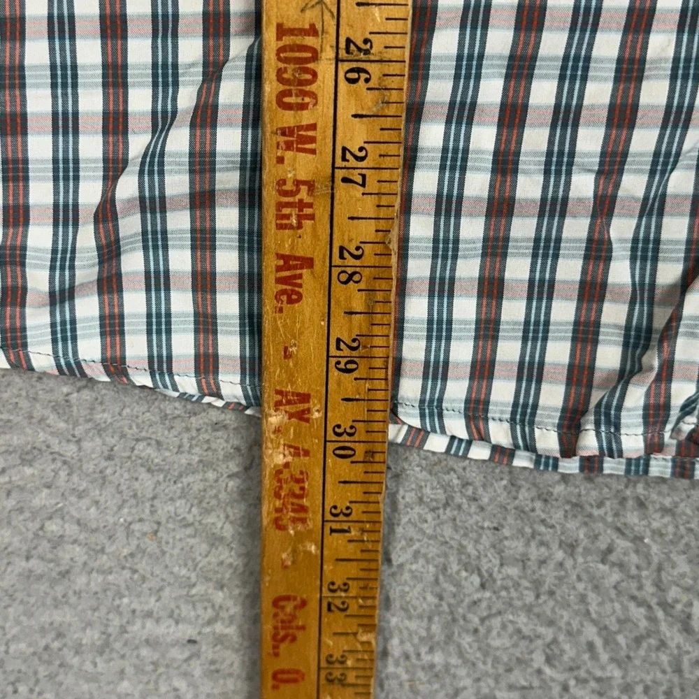 The North Face Shirt Men Large Teal Brown Plaid Button Up Hiking Outdoor Stretch